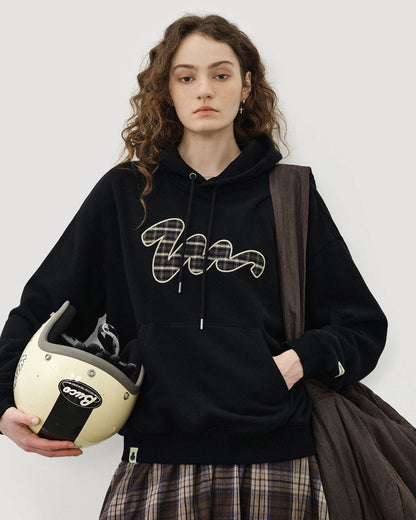 PLAID LOGO FLEECE HOODIE W1478