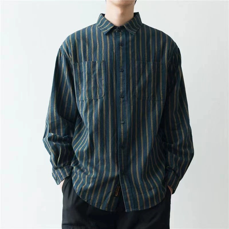 GREEN STRIPE DESIGN SHIRT W1152