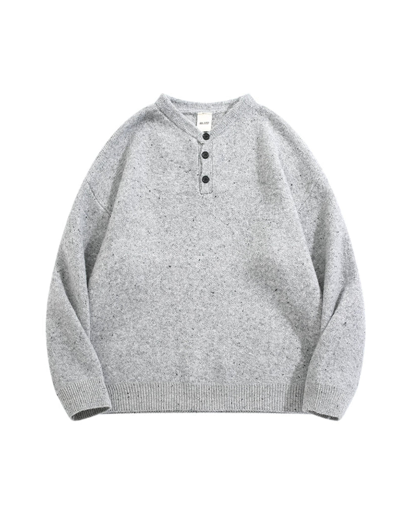 HEATHER HENLEY NECK RELAXED KNIT W1501