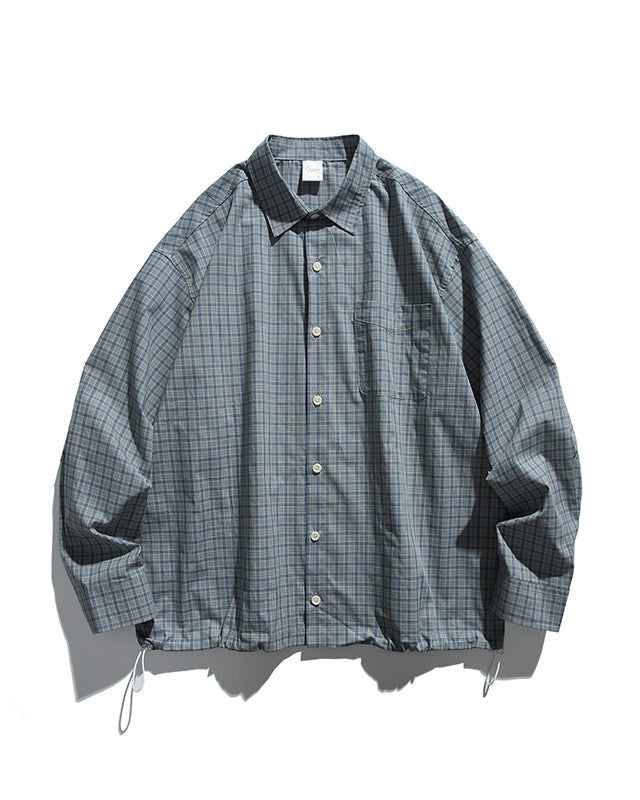 CHECKERED DRAWSTRING SHIRTS W1572