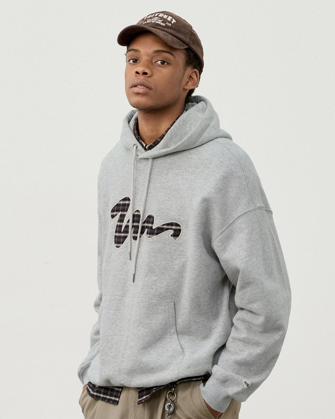 PLAID LOGO FLEECE HOODIE W1478