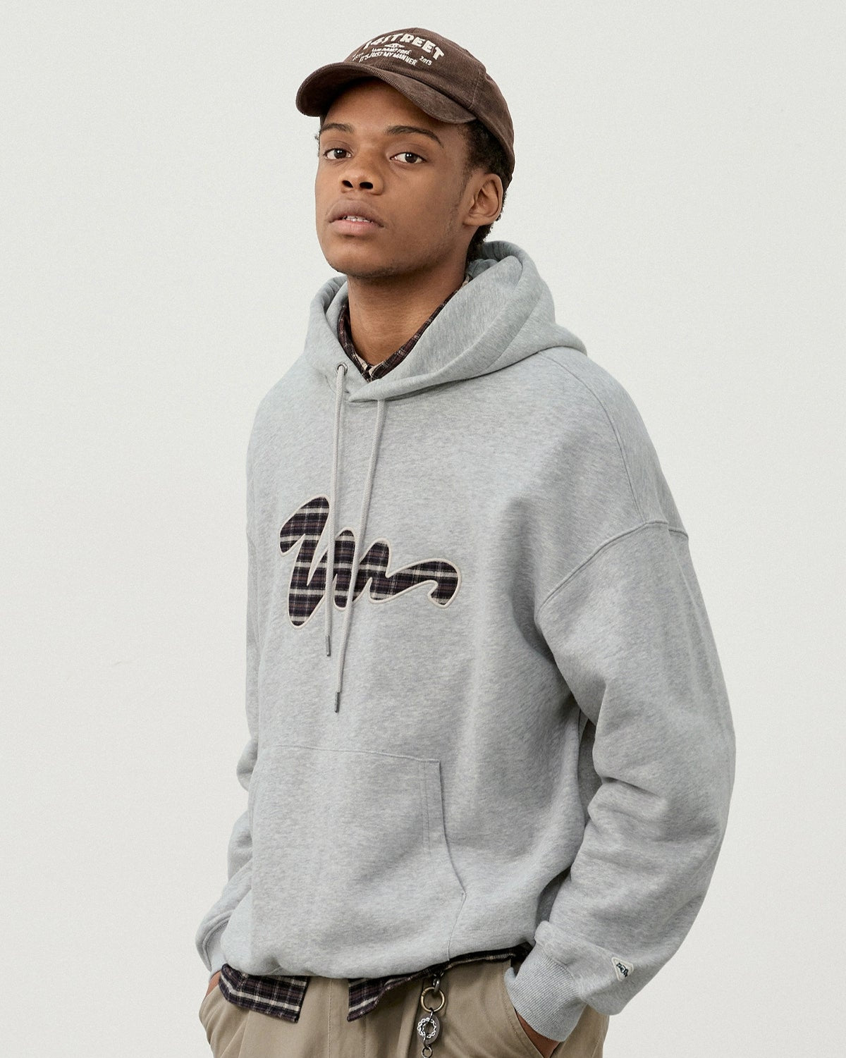 PLAID LOGO FLEECE HOODIE W1478