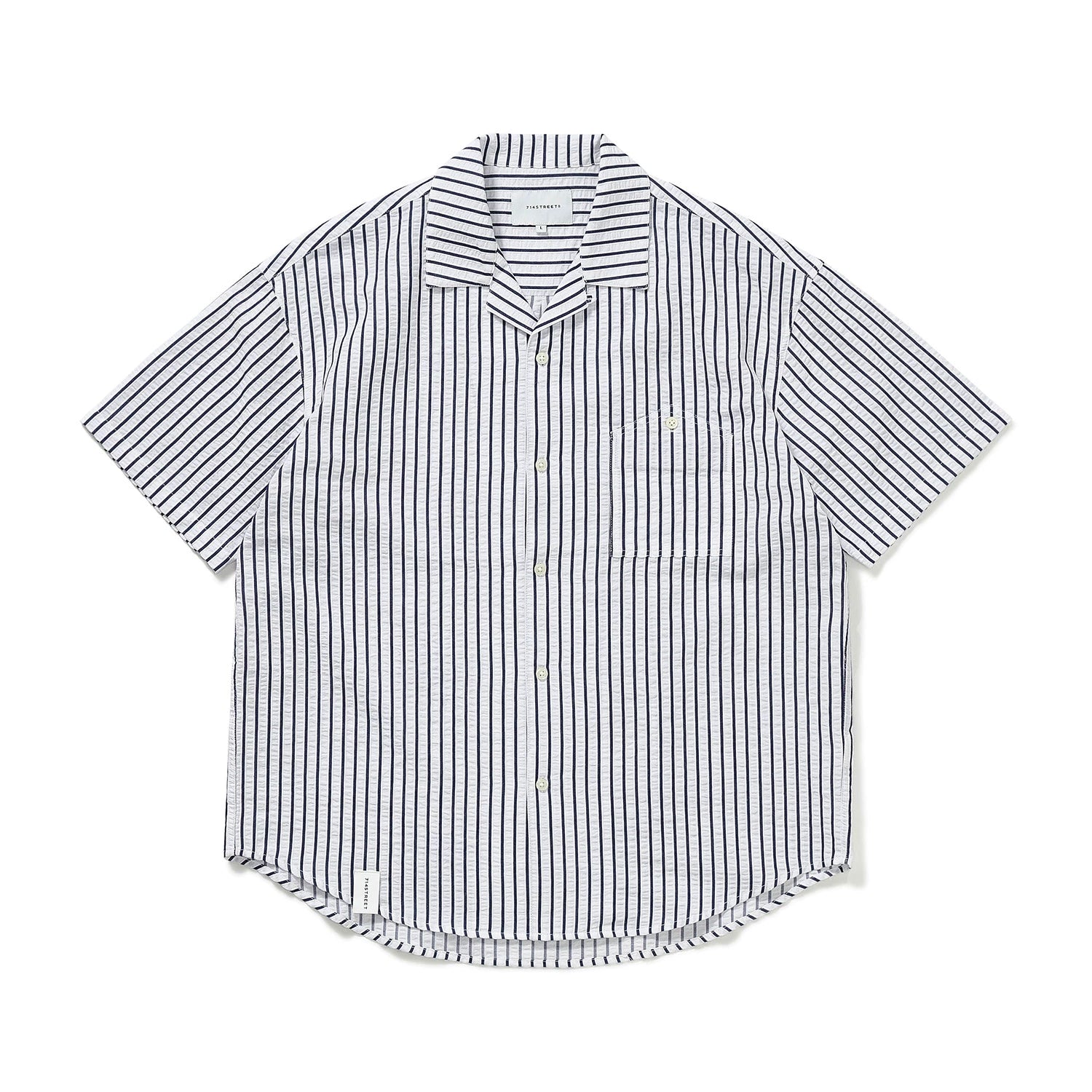 OPEN COLLAR STRIPED-SHIRT W1143