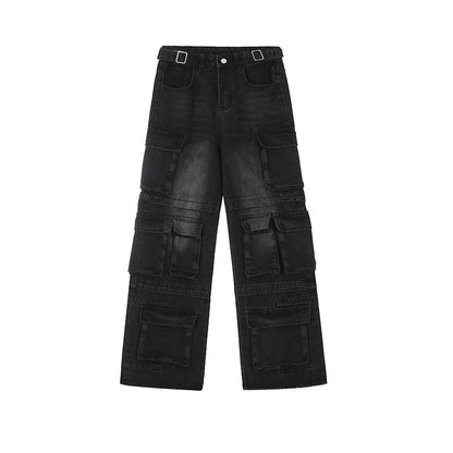 BAGGY FIT DENIM CARGO PANTS W1033