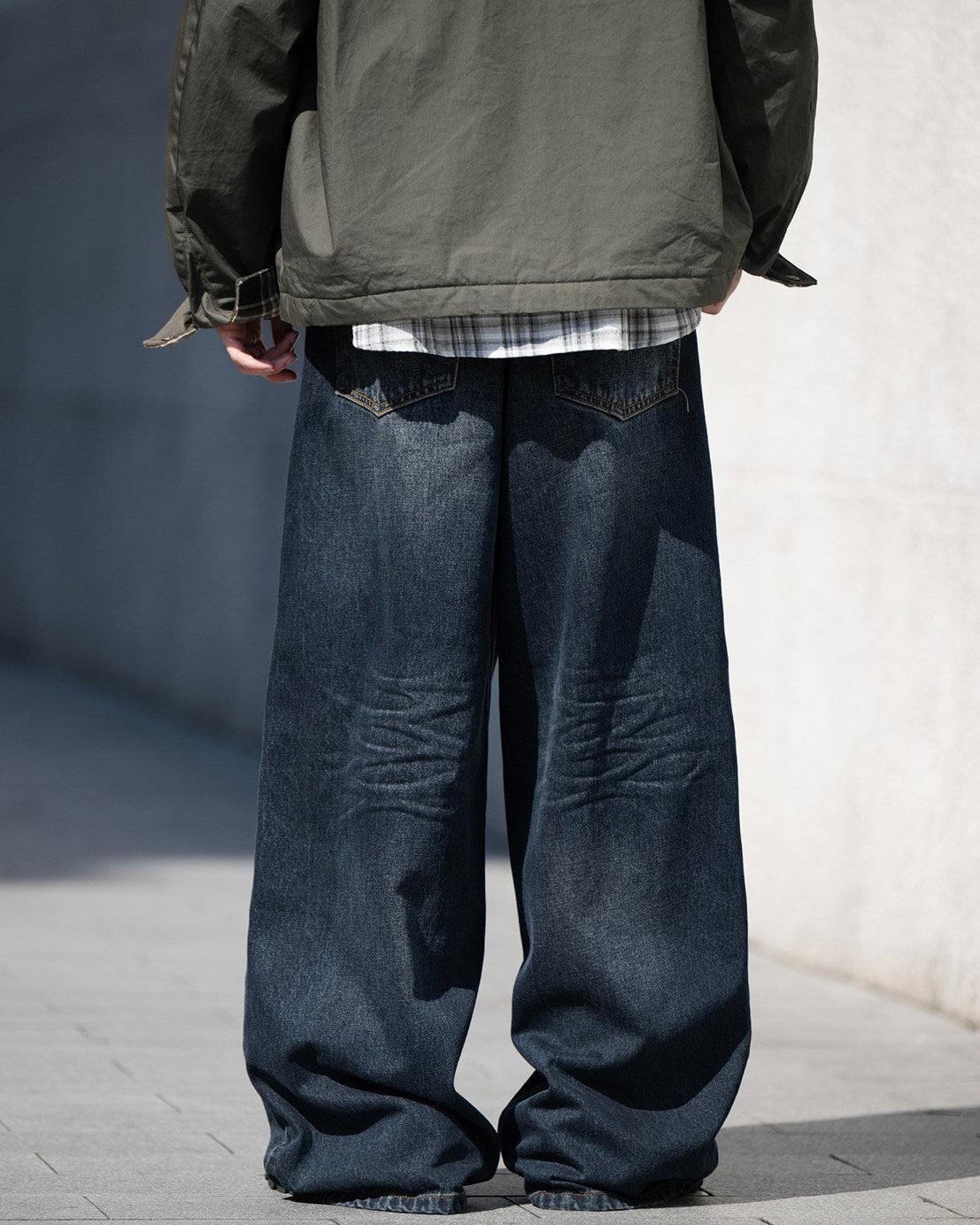 VINTAGE WASH WIDE  DENIM PANTS W1541