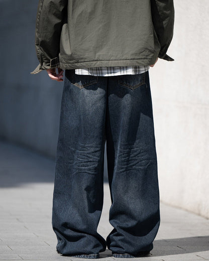 VINTAGE WASH WIDE  DENIM PANTS W1541