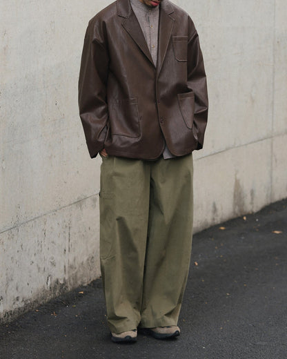 STRETCH COTTON WIDE CARGO PANTS W1552