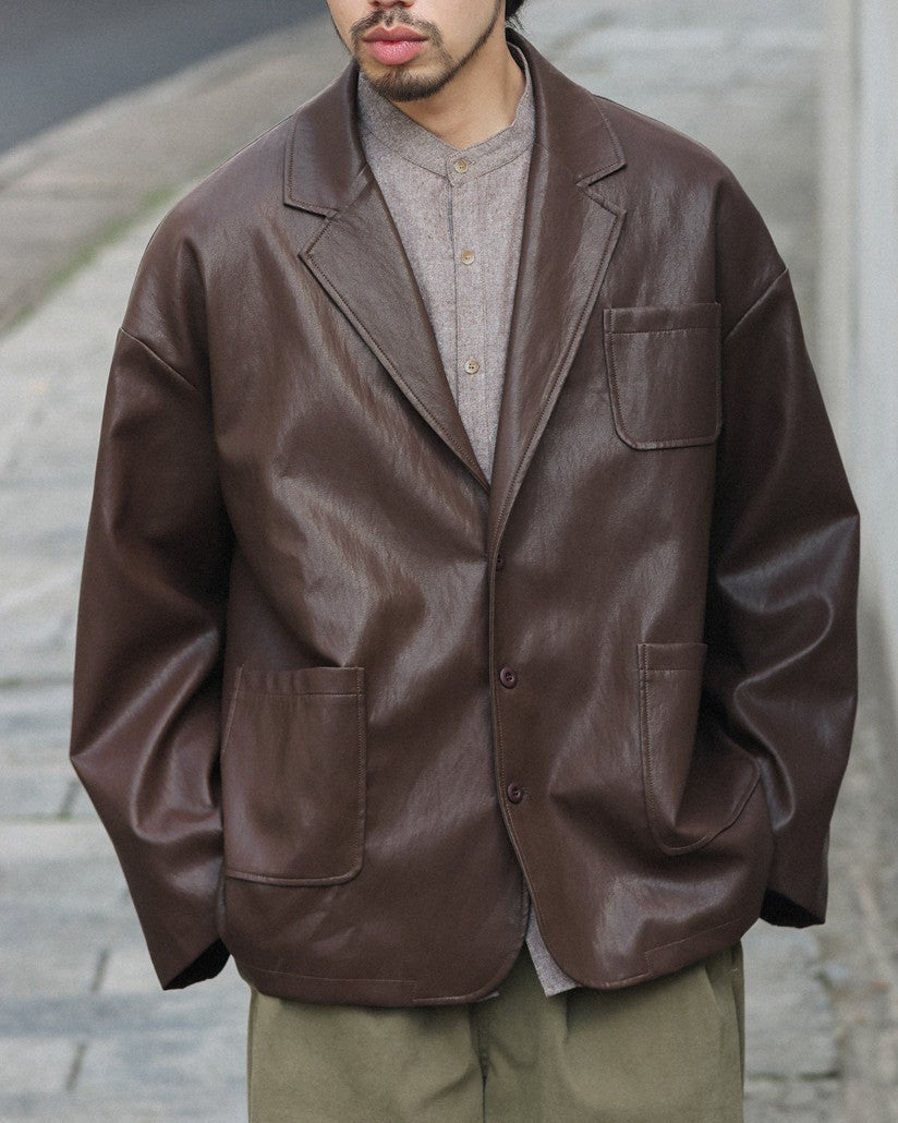 FAUX LEATHER TAILORED JACKET W1553