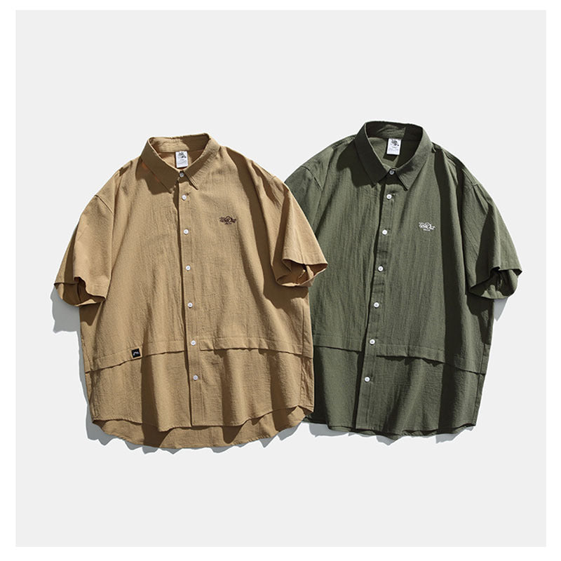 LOOSE WASHED SHORT SLEEVE SHIRTS W1120