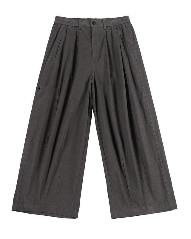 STRETCH COTTON WIDE CARGO PANTS W1552