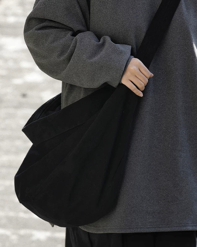 Ayudu ヴィンテージ ダブルファスナー 大容量クロスボディバッグ ユニセックス キャンバスバッグ シンプルカジュアル スポーツ ショルダーバッグ