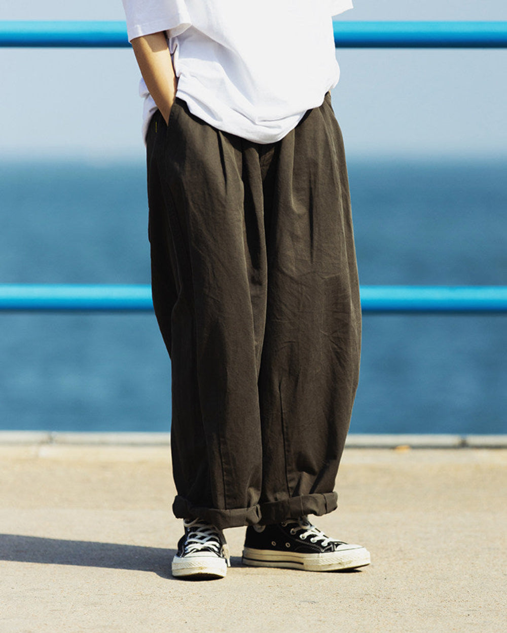 TUCK VOLUME COTTON PANTS W1759