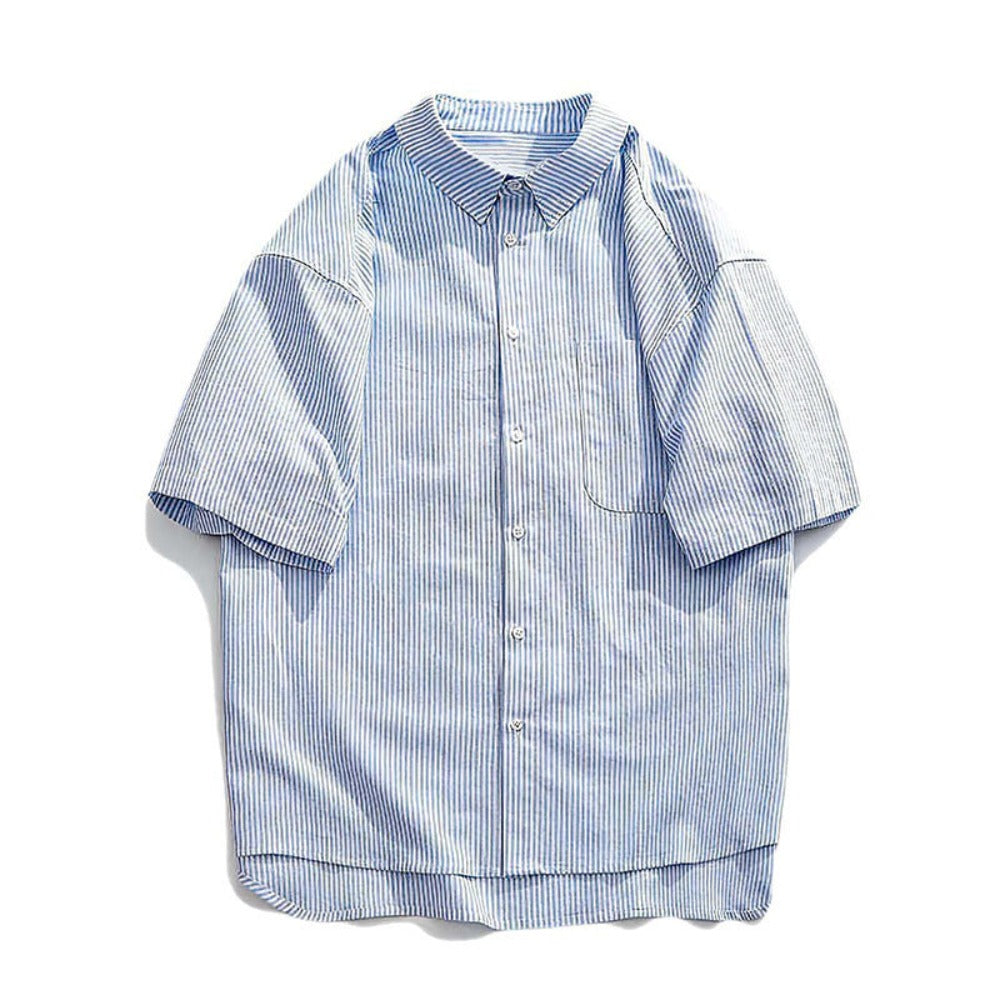 SINGLE POKET STRIPE SHIRTS W267