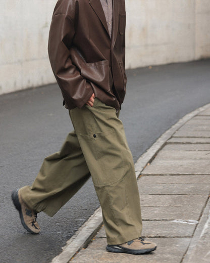 STRETCH COTTON WIDE CARGO PANTS W1552