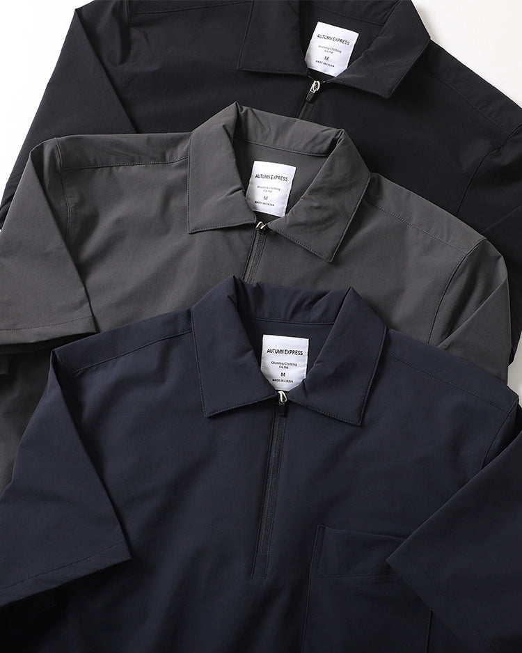 NYLON STRETCH ZIP-UP T‑SHIRTS W1458