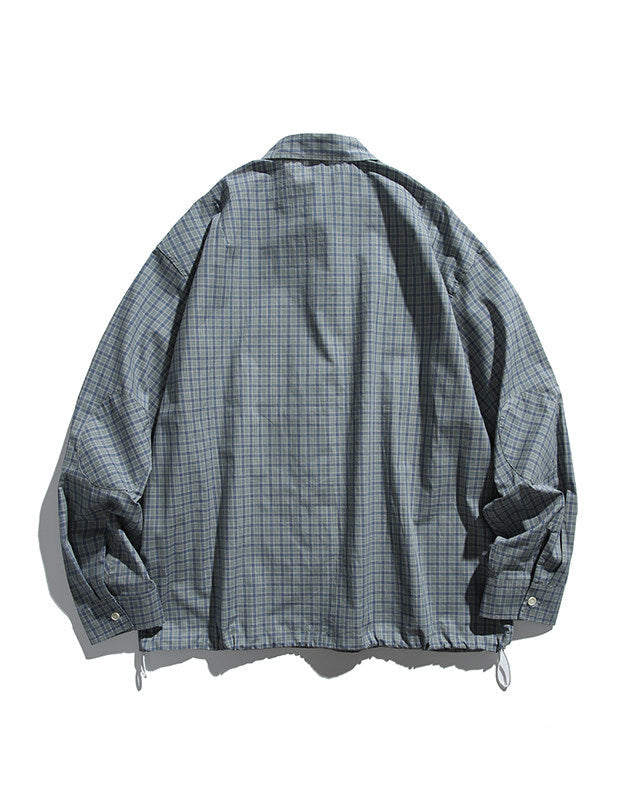 CHECKERED DRAWSTRING SHIRTS W1572