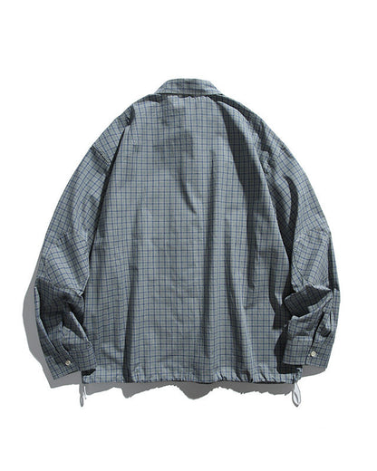 CHECKERED DRAWSTRING SHIRTS W1572