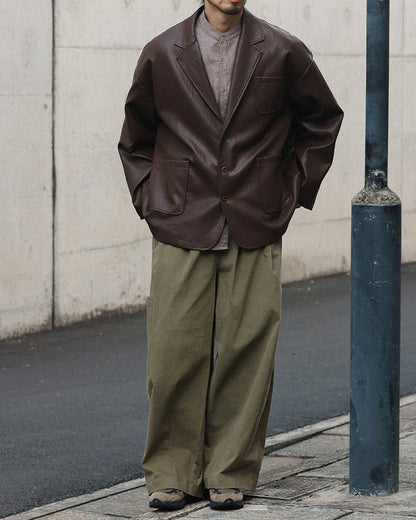 FAUX LEATHER TAILORED JACKET W1553