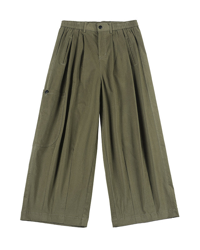 STRETCH COTTON WIDE CARGO PANTS W1552
