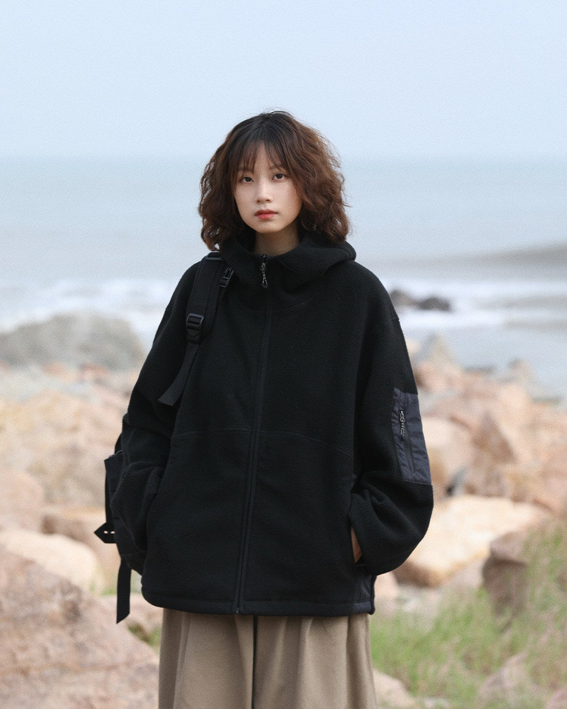 FLEECE HOODED JACKET W1569