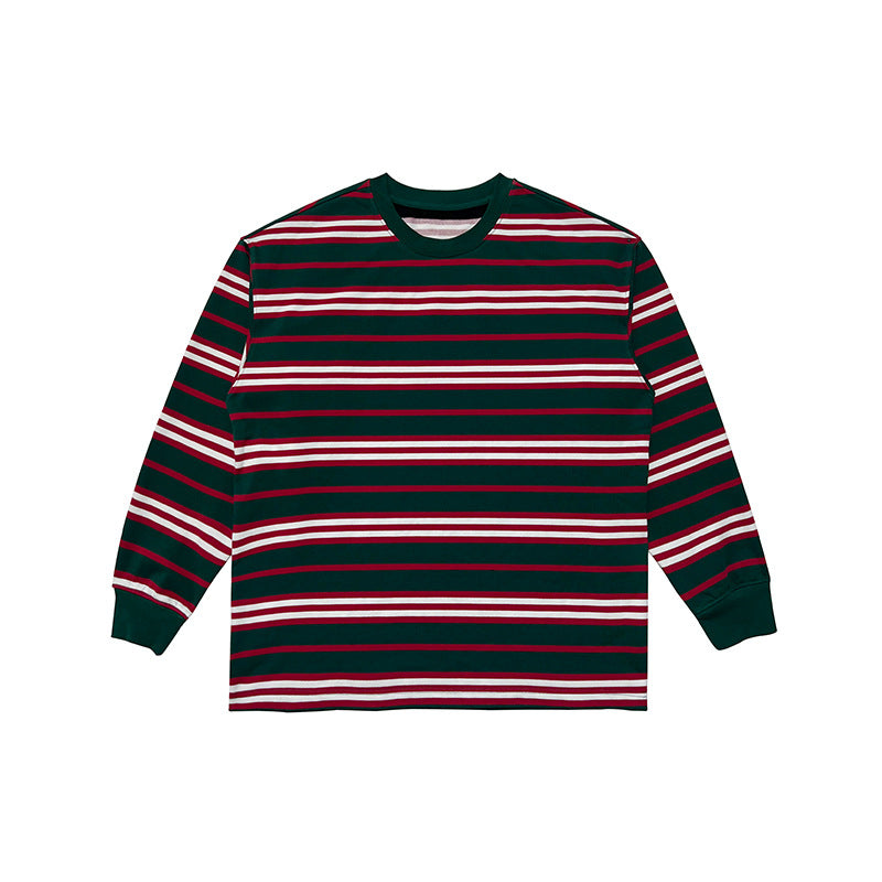 CREW NECK MULTI BORDER LONG TEE W1019