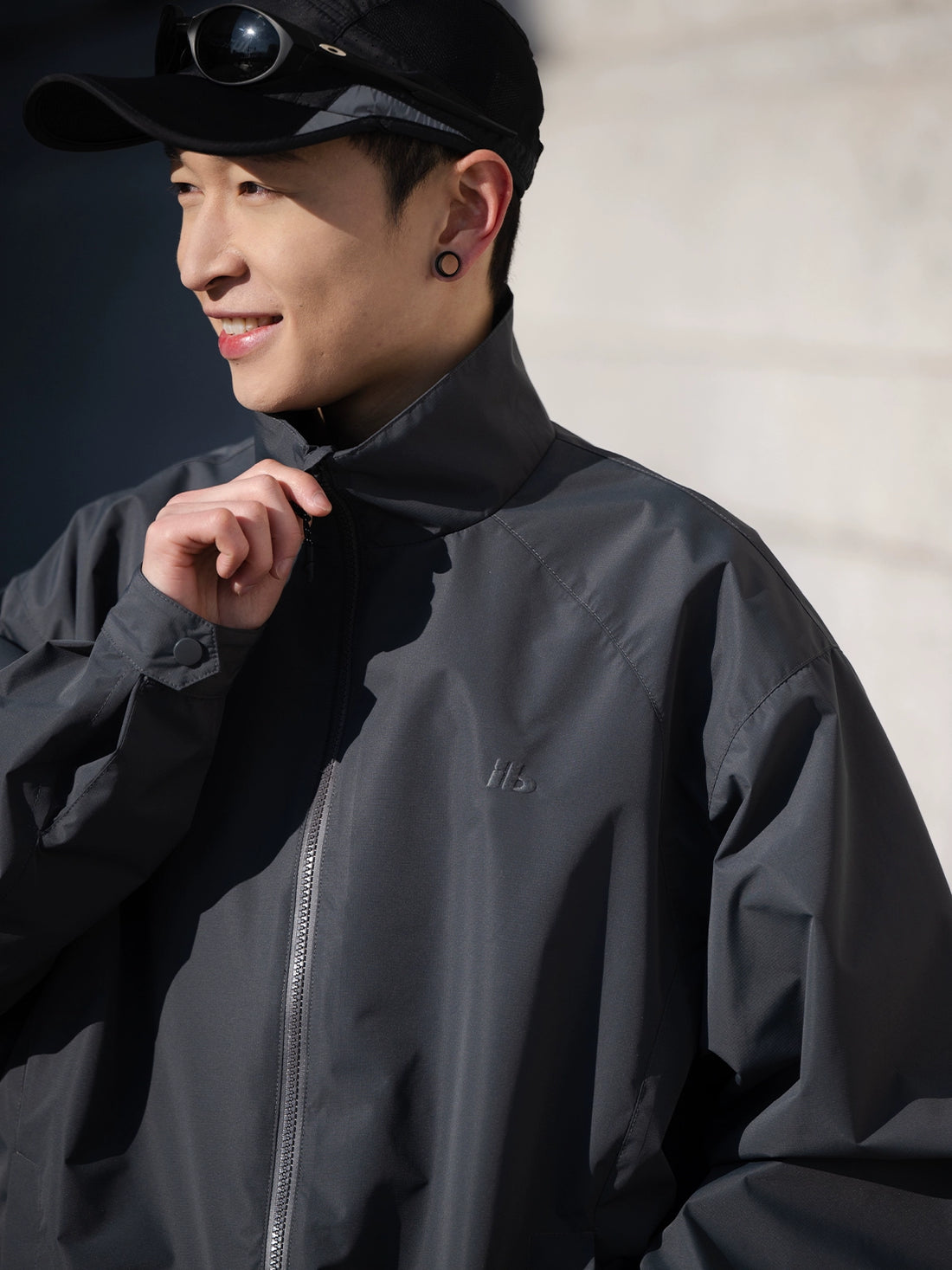 LIGHTWEIGHT STAND COLLAR NYLON JACKET W1493