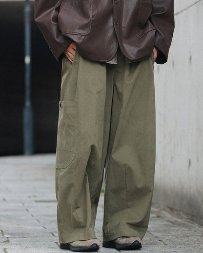 STRETCH COTTON WIDE CARGO PANTS W1552