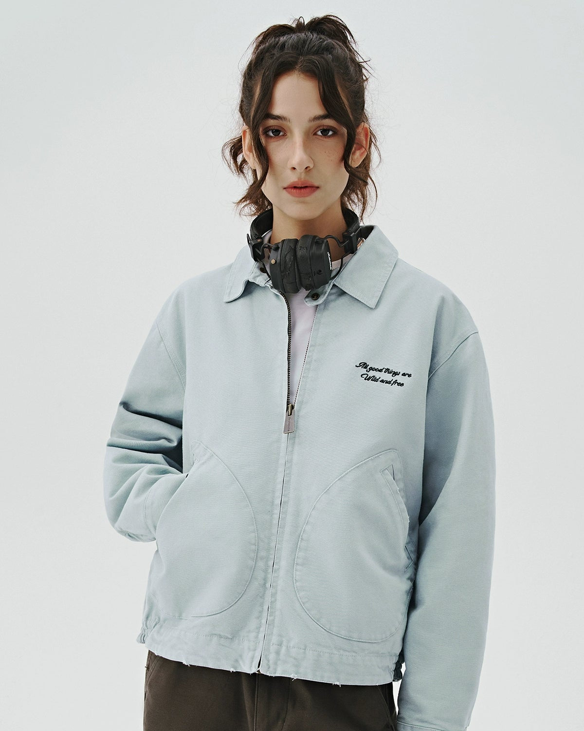 COTTON EMBROIDERY TRUCKER JACKET W1521
