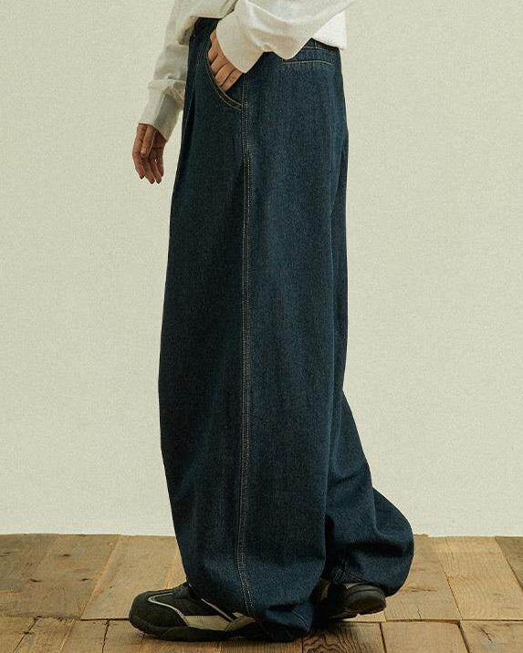 TUCK WAIST DENIM PANTS W1587