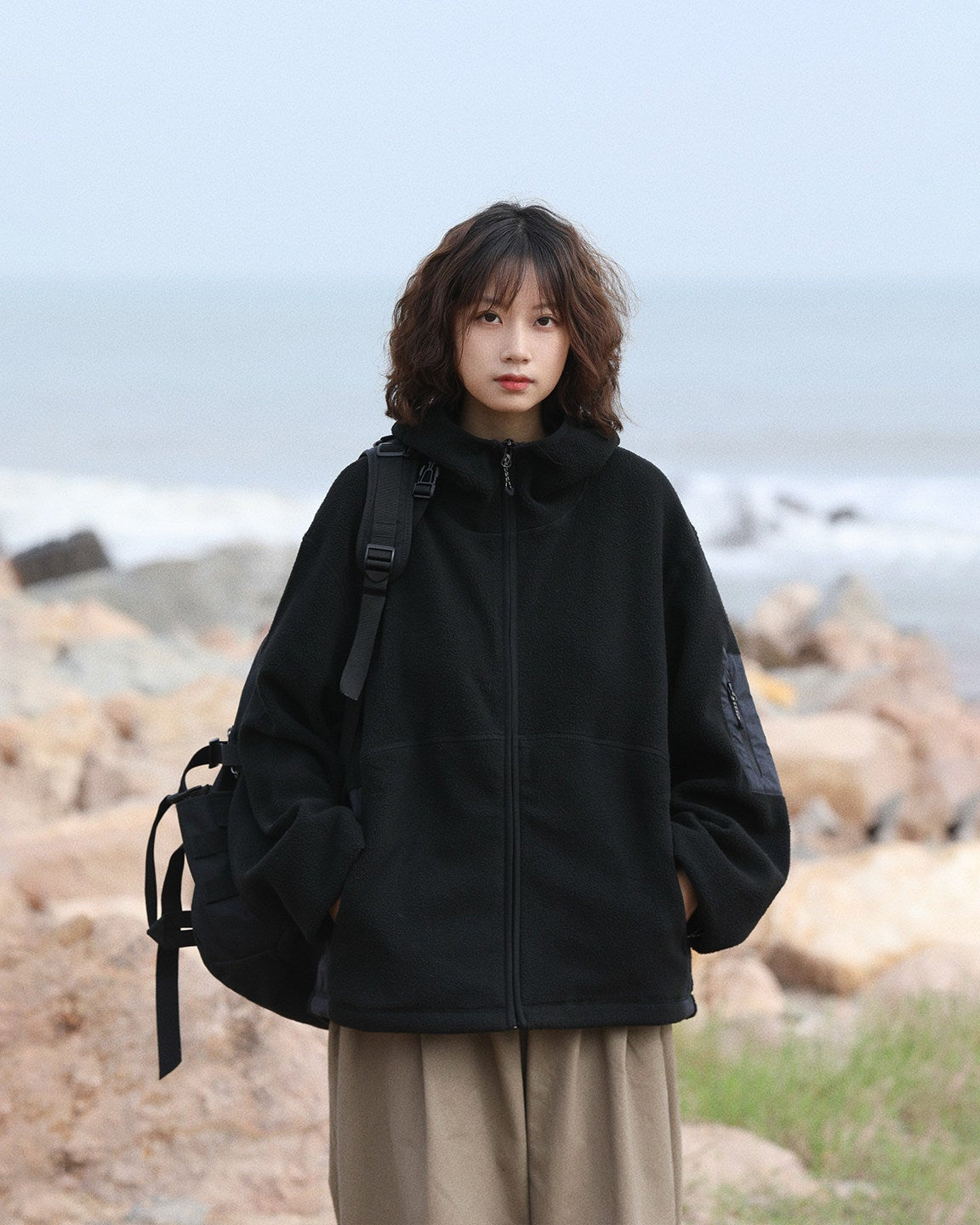 FLEECE HOODED JACKET W1569