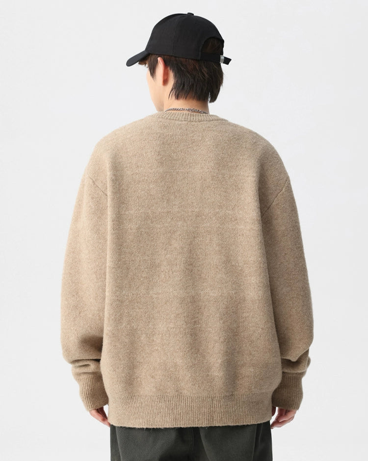 BRUSHED HENLEY NECK RELAXED KNIT W1500