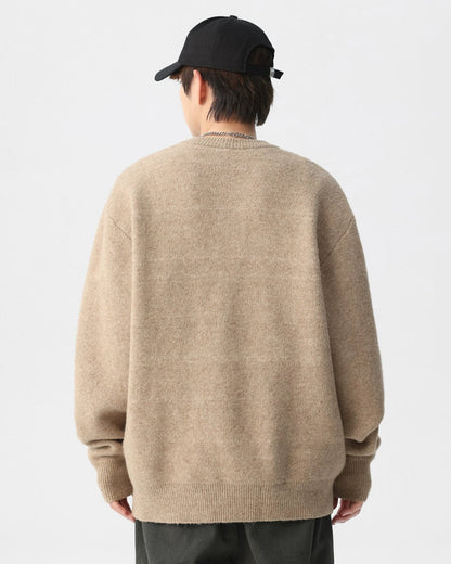 BRUSHED HENLEY NECK RELAXED KNIT W1500