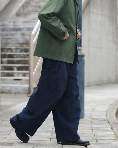 STRETCH COTTON WIDE CARGO PANTS W1552