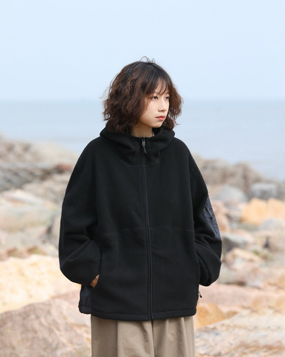 FLEECE HOODED JACKET W1569