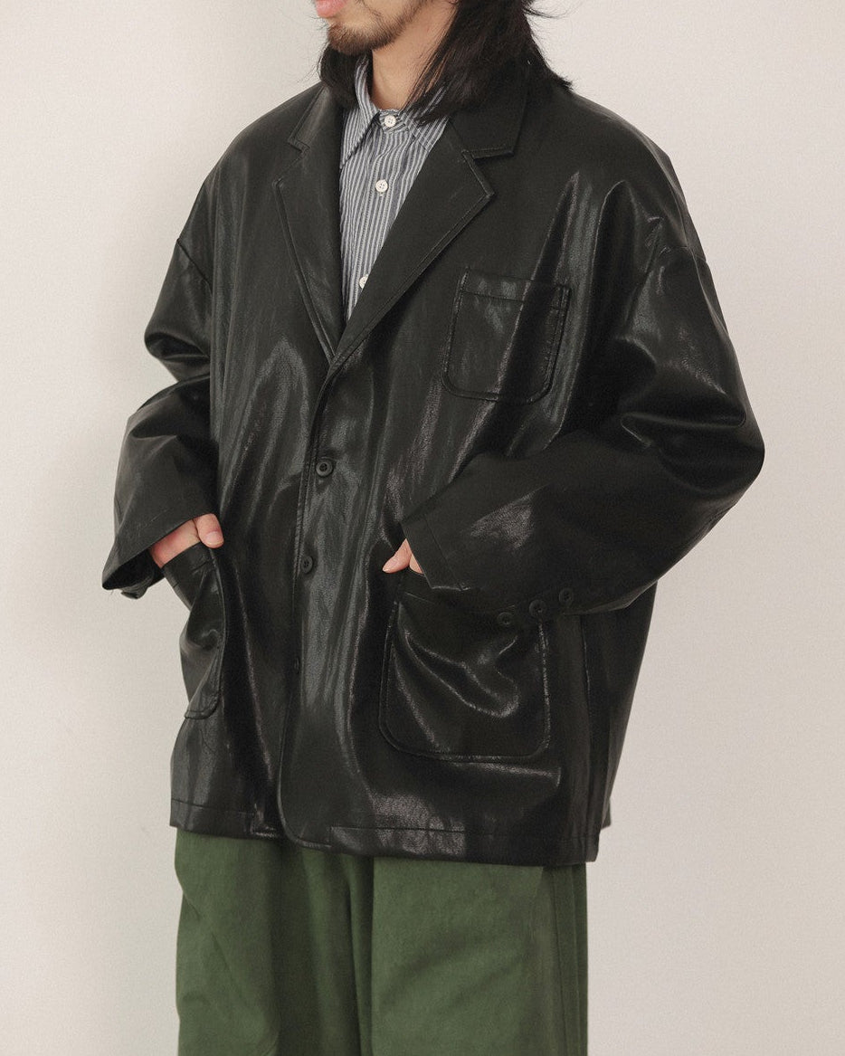 FAUX LEATHER TAILORED JACKET W1553