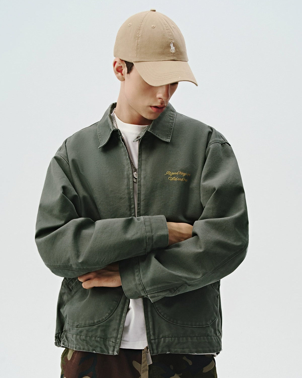 COTTON EMBROIDERY TRUCKER JACKET W1521