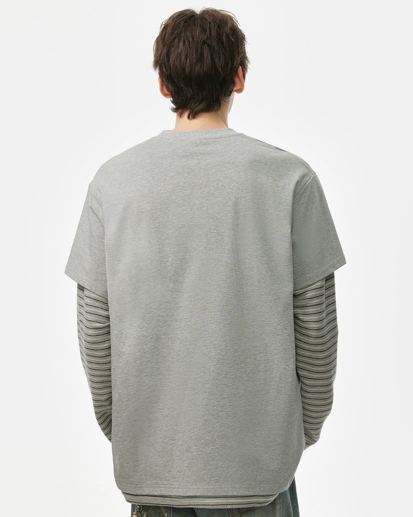 LAYERED STRIPE SLEEVE LONG TEE W1499