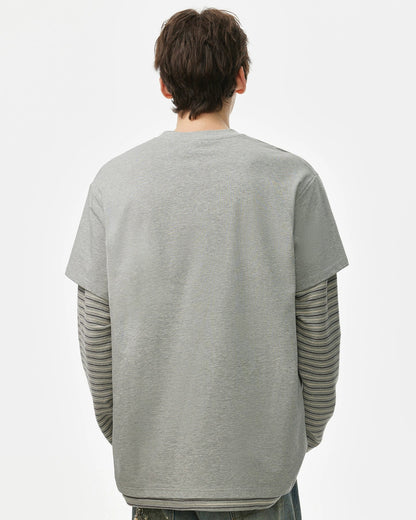 LAYERED STRIPE SLEEVE LONG TEE W1499
