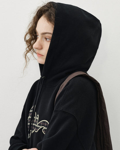 PLAID LOGO FLEECE HOODIE W1478