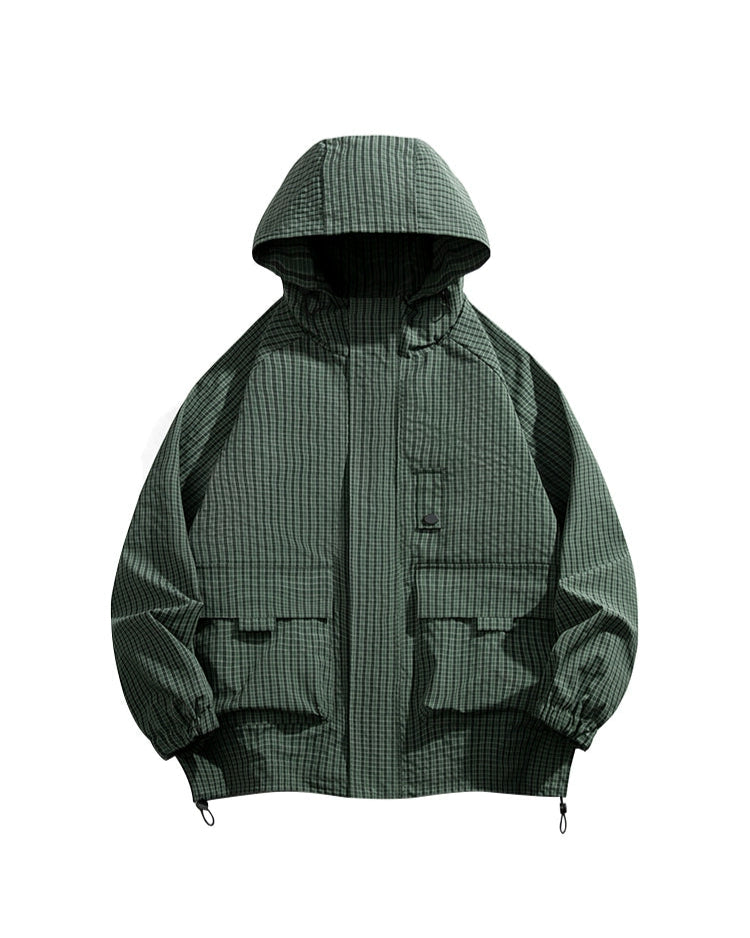 CHECK PATTERN HOODED JACKET W1491