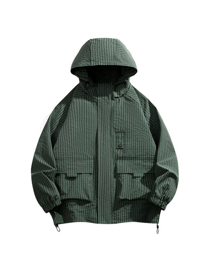 CHECK PATTERN HOODED JACKET W1491