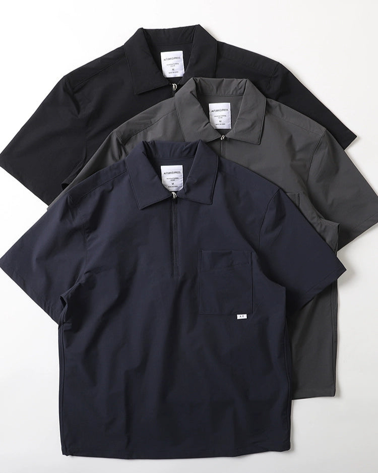 NYLON STRETCH ZIP-UP T‑SHIRTS W1458
