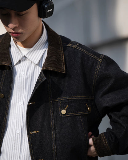 CORDUROY COLLAR DENIM JACKET W1492