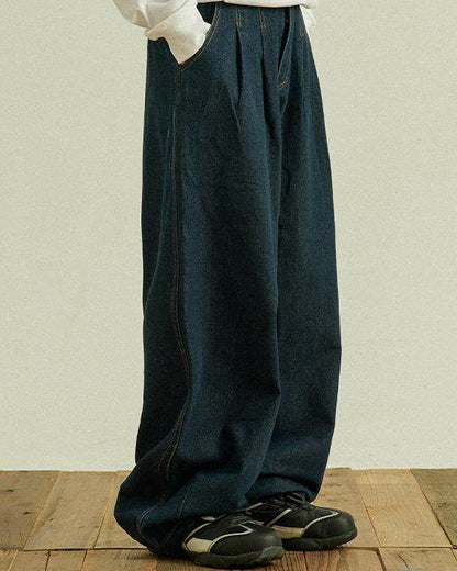 TUCK WAIST DENIM PANTS W1587