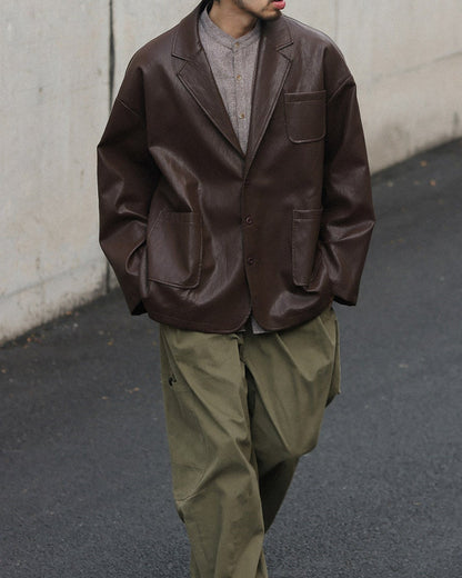 FAUX LEATHER TAILORED JACKET W1553