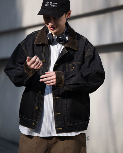 CORDUROY COLLAR DENIM JACKET W1492