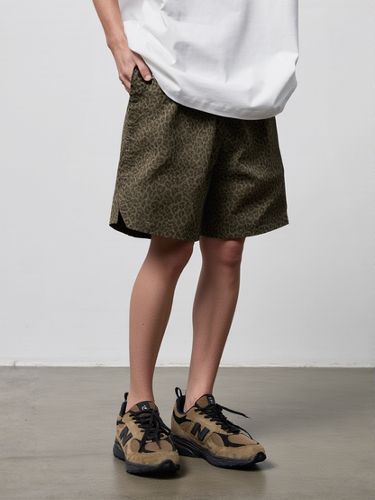WASHED LEOPARD RELAXED SHORTS W1451