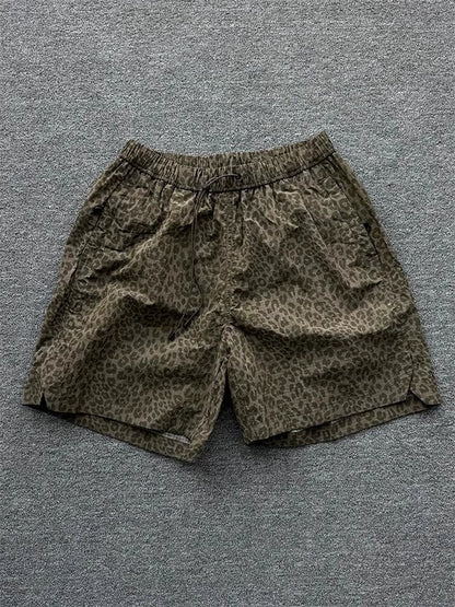WASHED LEOPARD RELAXED SHORTS W1451