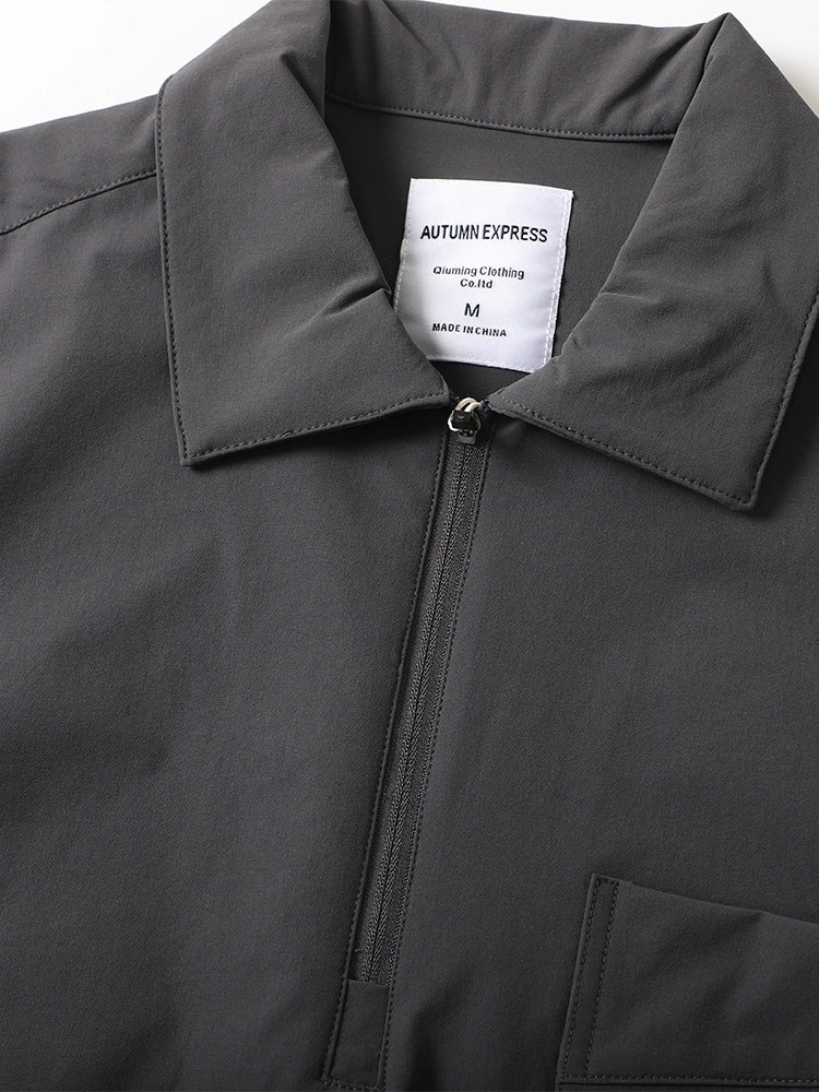 NYLON STRETCH ZIP-UP T‑SHIRTS W1458