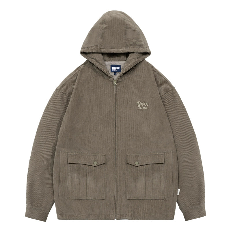 CORDUROY HOODED JACKET W793